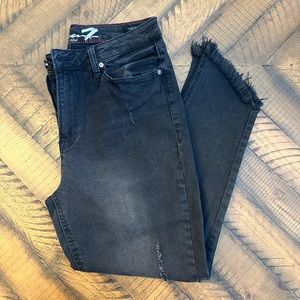 Seven7 jeans high rise ankle skinny crop with frayed bottoms, size 12 $89 Retail